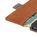 Krusell iPhone 13 Mini Kotelo Leather PhoneWallet Konjakki