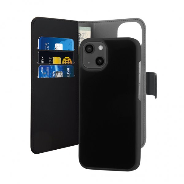 Puro iPhone 13 Mini Kotelo Lompakko Irrotettava 2-in-1 Musta