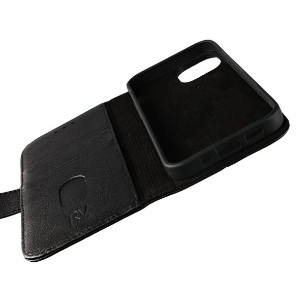 Rvelon iPhone 13 Mini Kotelo, aitoa nahkaa, musta