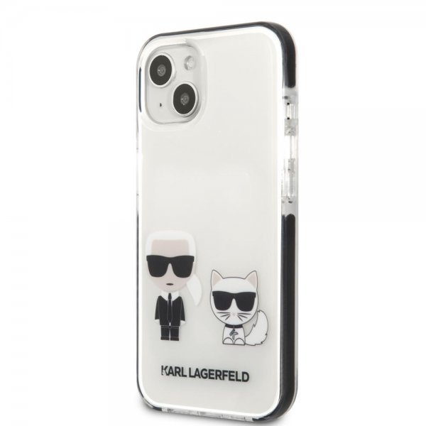 Karl Lagerfeld iPhone 13 Mini -suojakuori Karl & Choupette Valkoinen
