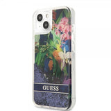 Guess iPhone 13 Mini Suojakuori Liquid Glitter Flower Pattern Sininen