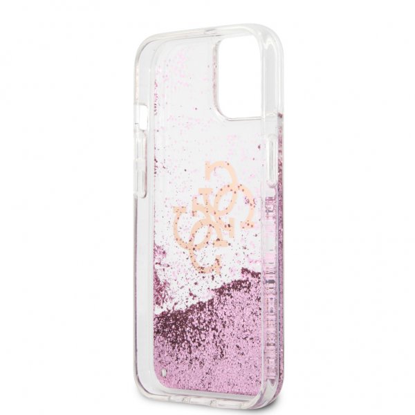 Guess iPhone 13 Mini Kuori Liquid Glitter Ruusukulta