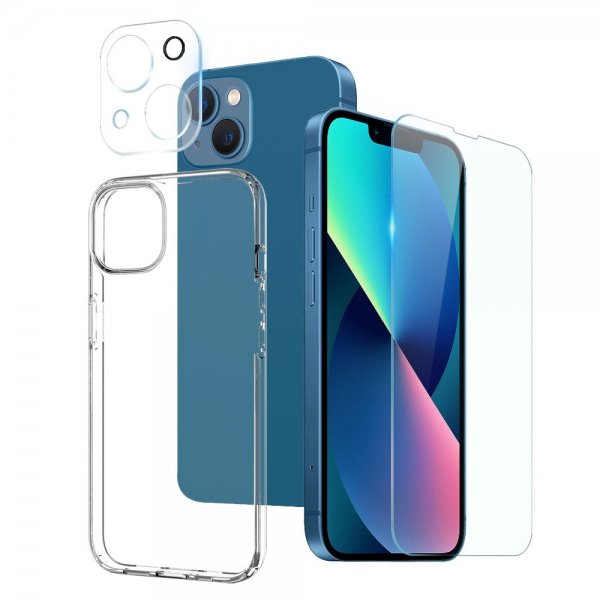Northjo iPhone 13 Mini -kuori näytönsuojalla ja kameran suojuksella 3-in-1
