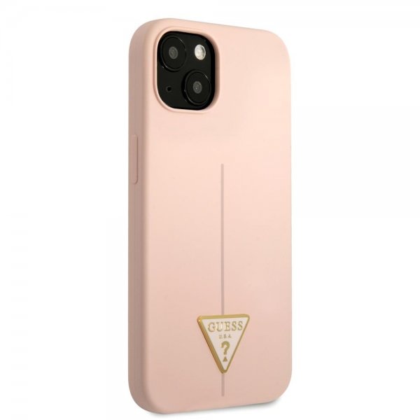 Guess iPhone 13 Mini Suojakuori Metal Triangle Pinkki