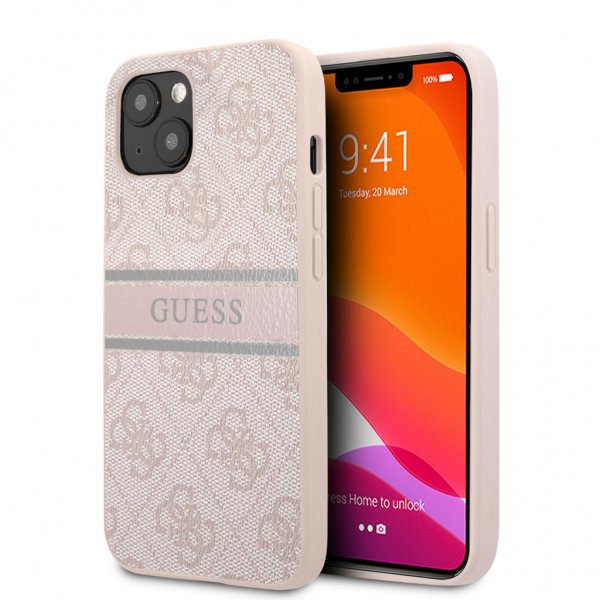 Guess iPhone 13 Mini Suojakuori Printed Stripe Pinkki