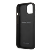 Ferrari iPhone 13 Mini -suojakuori, aito hiilikuitu, metallilogo, musta