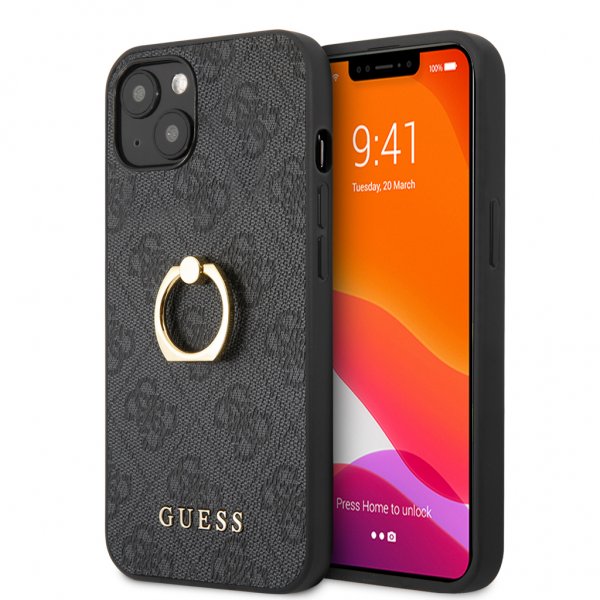 Guess iPhone 13 Mini Kuori Rengasjalusta Harmaa