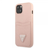 Guess iPhone 13 Mini Saffiano Double Cardslot -suojakuori, vaaleanpunainen
