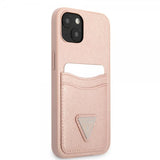 Guess iPhone 13 Mini Saffiano Double Cardslot -suojakuori, vaaleanpunainen