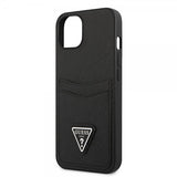Guess iPhone 13 Mini -suojakuori Saffiano Double Cardslot Musta