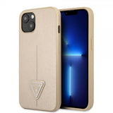 Guess iPhone 13 Mini Suojakuori Saffiano Metal Triangle Beige