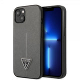 Guess iPhone 13 Mini Suojakuori Saffiano Metal Triangle Silver
