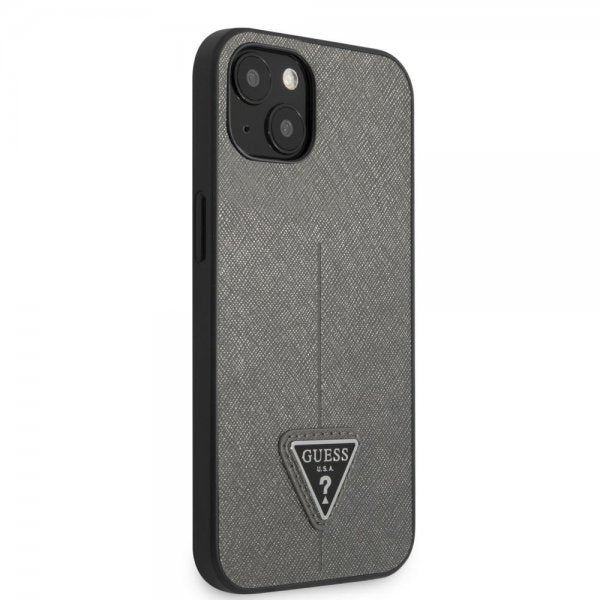 Guess iPhone 13 Mini Suojakuori Saffiano Metal Triangle Silver