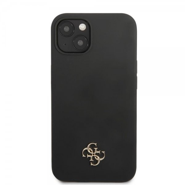Guess iPhone 13 Mini Suojakuori Silicone Metal Logo 4G Musta