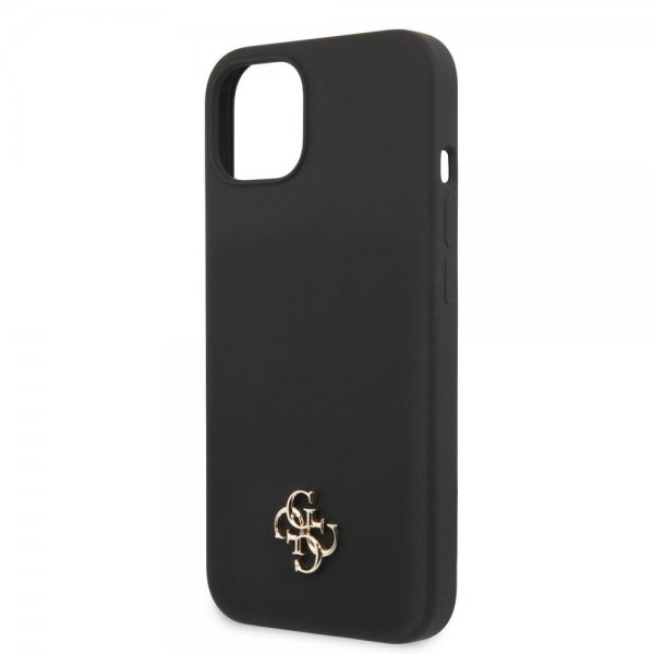 Guess iPhone 13 Mini Suojakuori Silicone Metal Logo 4G Musta