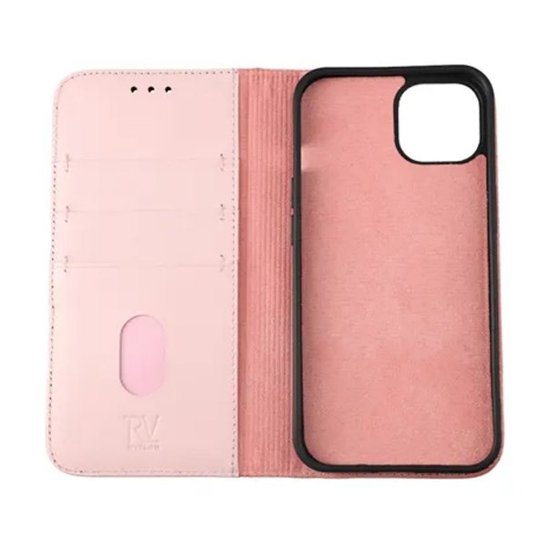 Rvelon iPhone 13 Kotelo Aito nahka Korttipaikka Pinkki