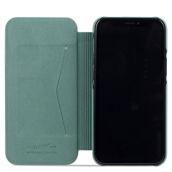 holdit iPhone 13 Pro -suojakuori SlimFlip Wallet Moss Green