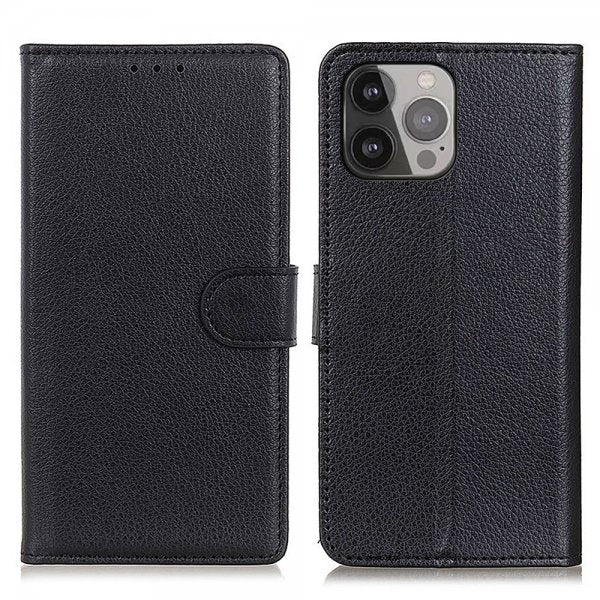 Nordic Covers iPhone 13 Pro Max Kotelo Litchi Raven Black
