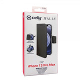Celly iPhone 13 Pro Max -suojakotelo Wally Wallet Case, musta