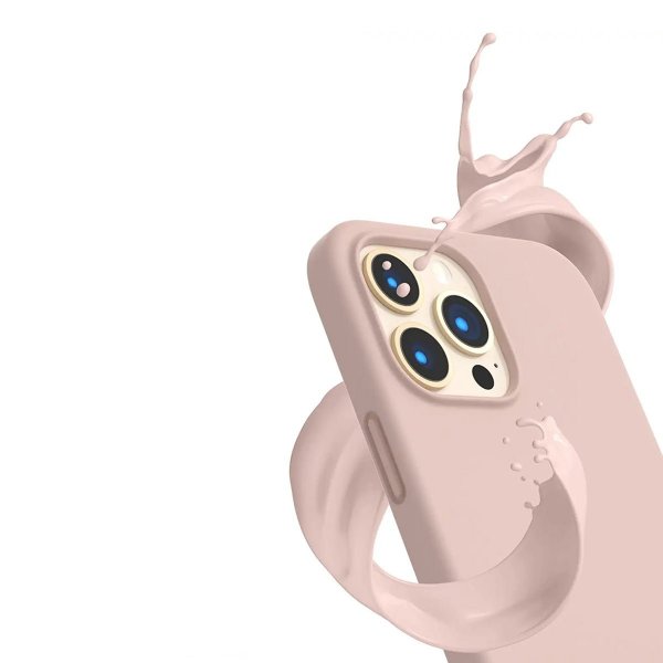 Rvelon iPhone 13 Pro Max Silikonikuori Hiekanvaaleanpunainen