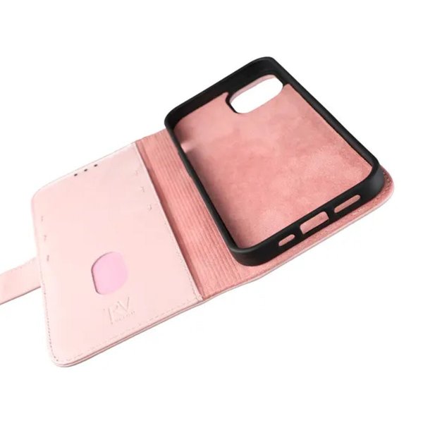 Rvelon iPhone 13 Pro Max -kotelo, aitoa nahkaa, vaaleanpunainen