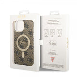 Guess iPhone 13 Pro Max -kuori 4G Pattern MagSafe, ruskea