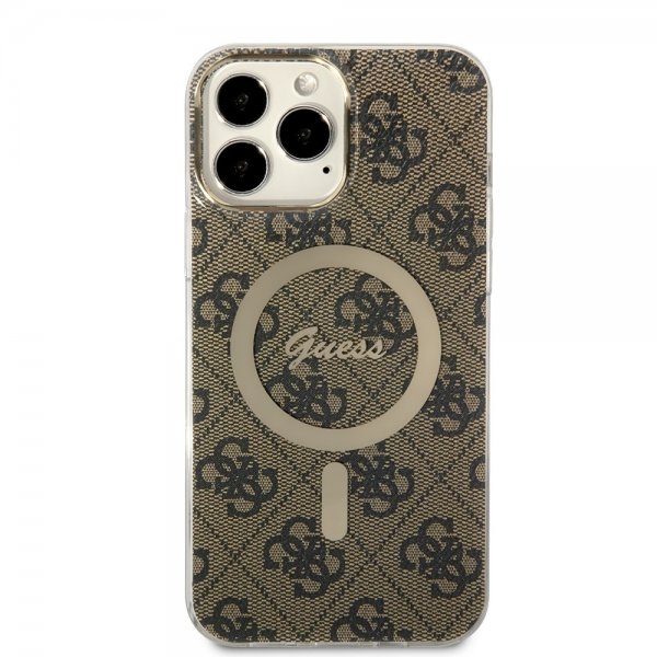 Guess iPhone 13 Pro Max -kuori 4G Pattern MagSafe, ruskea