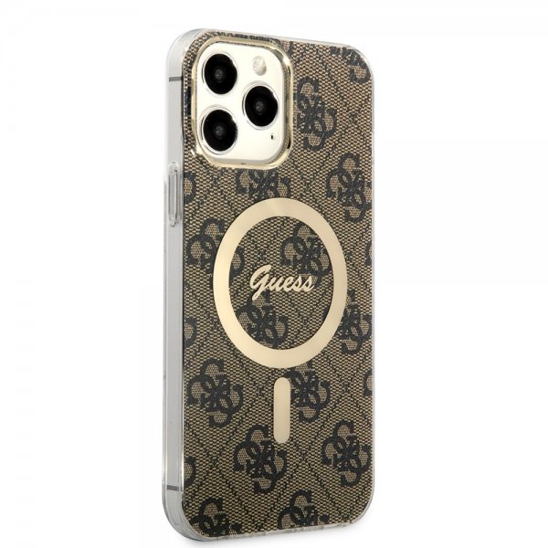 Guess iPhone 13 Pro Max -kuori 4G Pattern MagSafe, ruskea