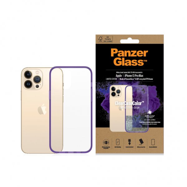 PanzerGlass iPhone 13 Pro Max ClearCase Color Grape -suojakuori