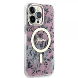 Guess iPhone 13 Pro Max Suojakuori Flower MagSafe Pinkki
