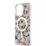 Guess iPhone 13 Pro Max Suojakuori Flower MagSafe Pinkki