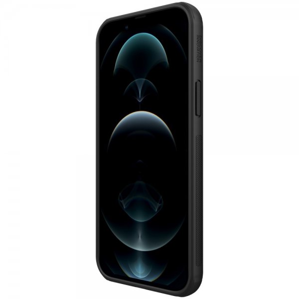 Nillkin iPhone 13 Pro Max -suojakuori, Frosted Shield Logo Cutout, musta