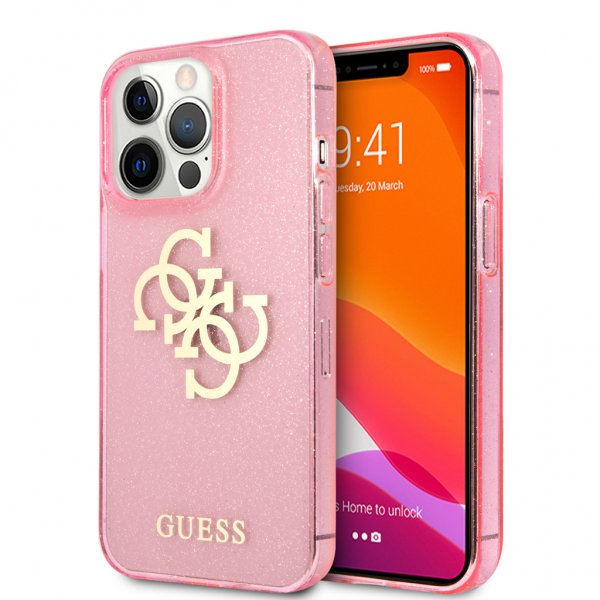 Guess iPhone 13 Pro Max -kuori, täysi glitter, vaaleanpunainen
