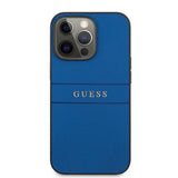 Guess iPhone 13 Pro Max Suojakuori Hot Stamp Metal Logo, sininen