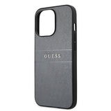 Guess iPhone 13 Pro Max Suojakuori Hot Stamp Metal Logo Harmaa