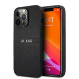 Guess iPhone 13 Pro Max -kuori, Hot Stamp Metal Logo, musta