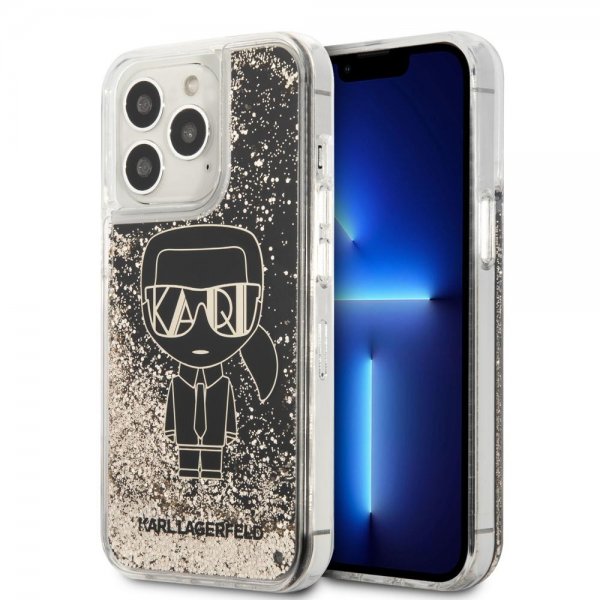 Karl Lagerfeld iPhone 13 Pro Max Suojakuori Liquid Glitter Gatsby Musta