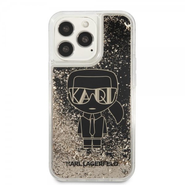 Karl Lagerfeld iPhone 13 Pro Max Suojakuori Liquid Glitter Gatsby Musta