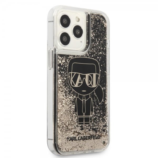 Karl Lagerfeld iPhone 13 Pro Max Suojakuori Liquid Glitter Gatsby Musta