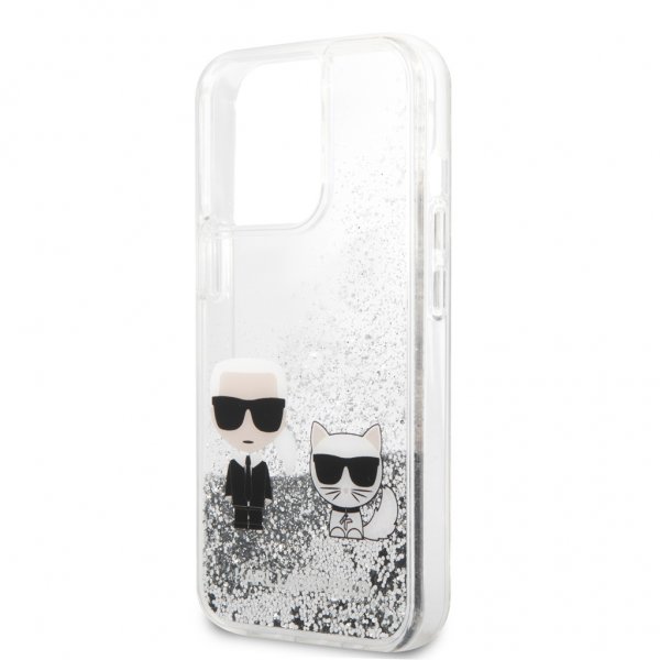 Karl Lagerfeld iPhone 13 Pro Max -kuoret Liquid Glitter K&C Silver