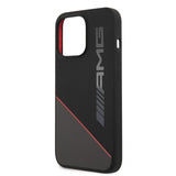 AMG iPhone 13 Pro Max Kotelo nestemäinen silikoni Kaksisävyinen musta