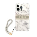 Guess iPhone 13 Pro Max -suojakuori, Marble Design Stripe, harmaa