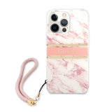 Guess iPhone 13 Pro Max -suojakuori Marble Design Stripe, ruusukulta
