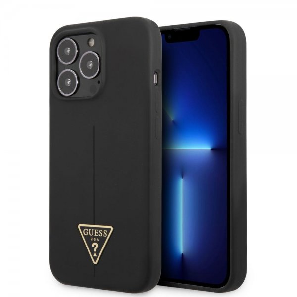 Guess iPhone 13 Pro Max -kuori Metal Triangle, musta