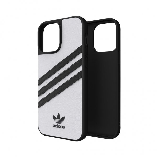 Adidas iPhone 13 Pro Max -muotoiltu PU-kotelo, valkoinen