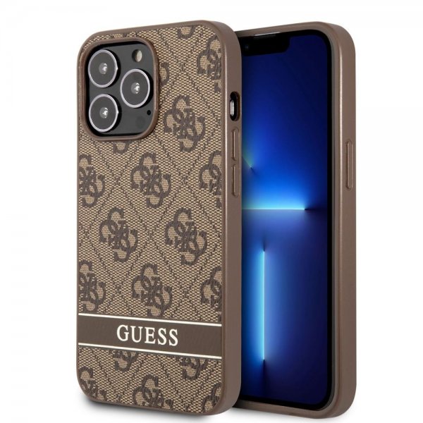 Guess iPhone 13 Pro Max -kuoret Printed Stripe Bottom, ruskea