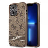 Guess iPhone 13 Pro Max -kuoret Printed Stripe Bottom, ruskea