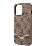 Guess iPhone 13 Pro Max -kuoret Printed Stripe Bottom, ruskea