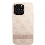 Guess iPhone 13 Pro Max -suojakuori Printed Stripe Bottom, vaaleanpunainen