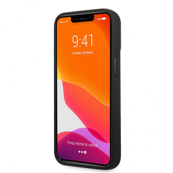 Ferrari iPhone 13 Pro Max Suojakuori Aito Hiilikuitu Metalli Logo Musta
